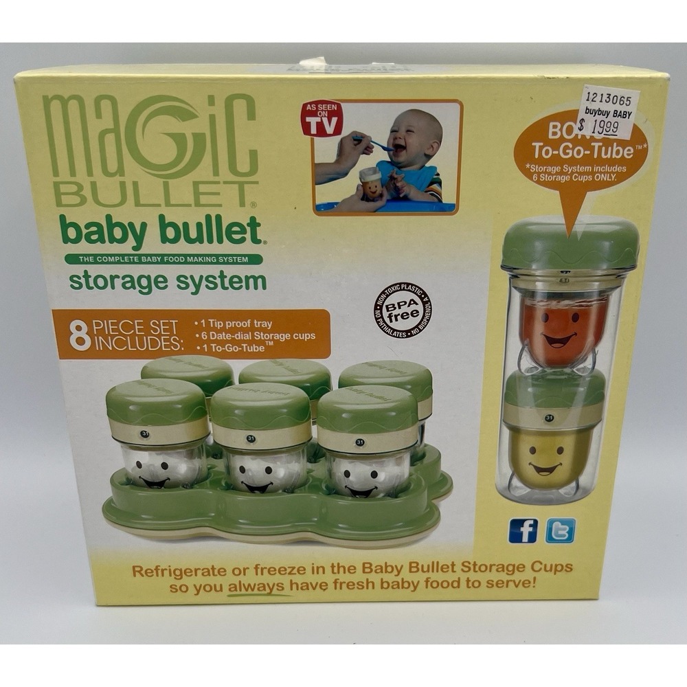 Magic Bullet Baby Bullet Storage System 8 Piece Set & To-Go-Tube NEW